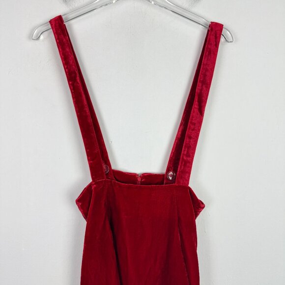 NWT Modcloth Crushed Velvet Suspender Skirt Holly Berry Red Size Small S NEW - Picture 3 of 13